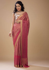 Rouge Pink Embroidered Chiffon Saree