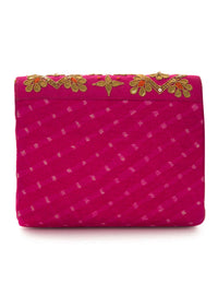 Rani pink gotta patti embroidered bag only on Kalki