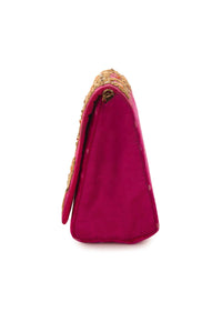 Rani pink gotta patti embroidered bag only on Kalki