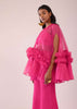 Rani Pink In Organza Frill Jacket & Pant Set With Bustier