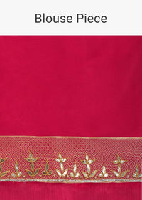 Rani Pink Saree In Silk With Brocade Geometric Design On The Pallu And Gotta Embroidery