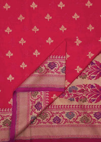 Rani pink saree in silk with weaved butti and brocade pallav only on Kalki