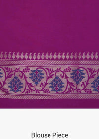 Rani pink saree in silk with weaved butti and brocade pallav only on Kalki