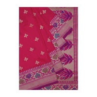 Rani pink saree in silk with weaved butti and brocade pallav only on Kalki