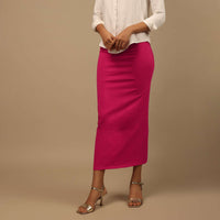 Rani Pink Shapewear Saree Petticoat In Cotton Lycra With Elastic Waistband And Slit