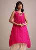 Rani Pink Silk Bandhani Print Kurta Dhoti Set
