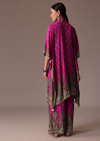Rani Pink Silk Embroidered Kaftan Co Ord Set