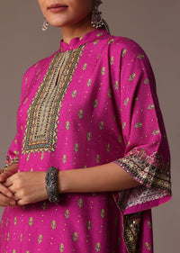 Rani Pink Silk Embroidered Kaftan Co Ord Set
