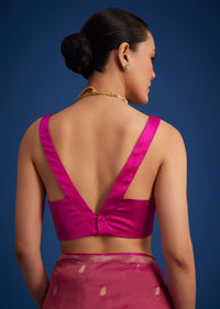 Rani Pink Tissue Silk Saree With Butti Work