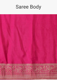 Rani Pink Woven Saree In Silk with Bandhani Detail And Unstitched Blouse Piece