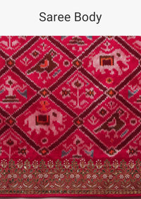 Raspberry Pink Two Toned Saree In Silk With Pure Patola Weave And Gotta Patti Embroidered Border