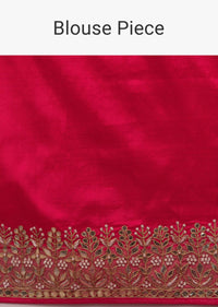 Raspberry Pink Two Toned Saree In Silk With Pure Patola Weave And Gotta Patti Embroidered Border