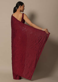 Ravishing Red And Maroon Saree With Unstitched Blouse