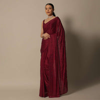 Ravishing Red And Maroon Saree With Unstitched Blouse