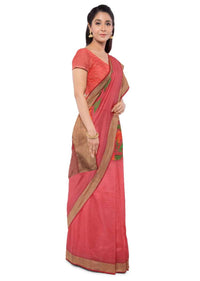 Red Saree In Georgette Fabric With Thread Embroidery Work Online - Kalki Fashion