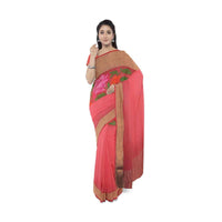 Red Saree In Georgette Fabric With Thread Embroidery Work Online - Kalki Fashion