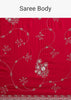 Red Chinon Saree With Floral Cutdana Sequins Jaal And Scallop Border