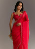 Red Crushed Tissue Embroidered Saree With Cutdana And Sequin Work