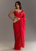 Red Crushed Tissue Embroidered Saree With Cutdana And Sequin Work