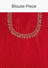 Red Crushed Tissue Stone Embellished Saree With Cutdana Scallop Border