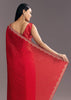 Red Crushed Tissue Stone Embellished Saree With Cutdana Scallop Border