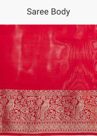 Red Dola Silk Saree With Woven Border And Pallu