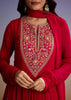 Red Georgette Anarkali Suit With Zari And Sequins Work