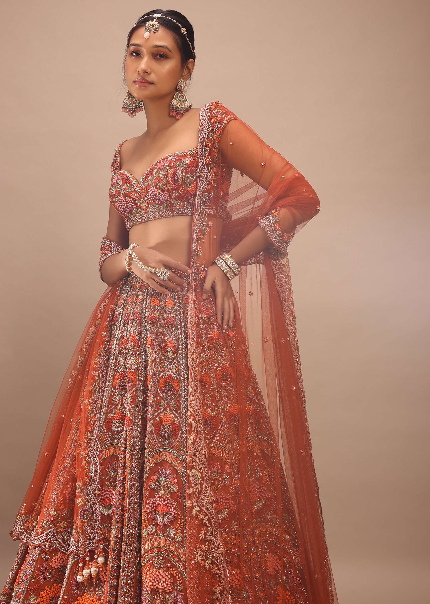 Red Lehenga With a Crop Top Embroidered With Royal Heritage