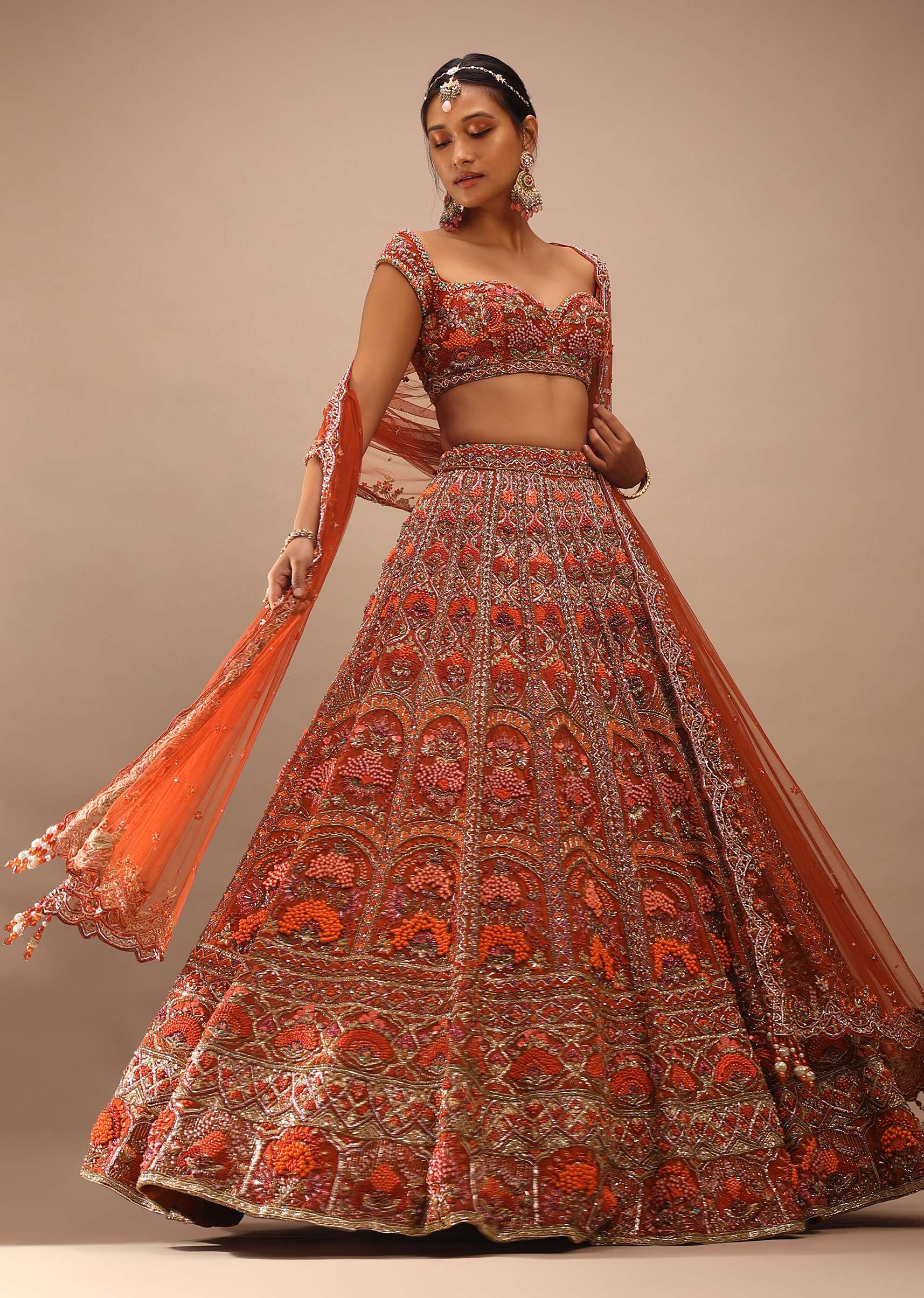 Red Lehenga With a Crop Top Embroidered With Royal Heritage