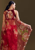 Red Organza Saree With Florals And Cutdana Border