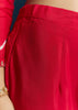 Red Silk Kurta Set With Leheriya Print And Cutdana Work