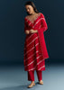 Red Silk Kurta Set With Leheriya Print And Embroidery