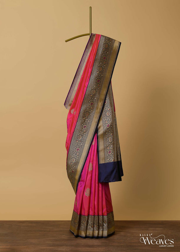 Red Banarasi Katan Silk Weave Saree With Unstitched Blouse Piece