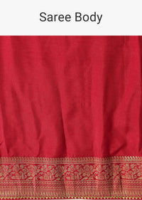 Red Bandhani Silk Woven Saree With Unstitched Blouse Piece