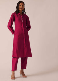 Red Chanderi Shirt Kurta Set