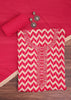 Red Chevron Printed Georgette Dress Material