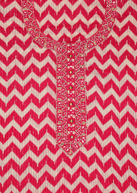 Red Chevron Printed Georgette Dress Material