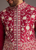 Red Floral Embroidered Jacket Kurta Set