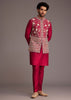 Red Floral Embroidered Jacket Kurta Set