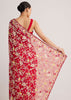 Red Georgette Parsi Gara Saree With Multicolor Thread Embroidery