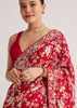Red Georgette Parsi Gara Saree With Multicolor Thread Embroidery