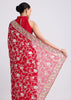 Red Georgette Saree with Parsi Gara Work