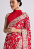 Red Georgette Saree with Parsi Gara Work