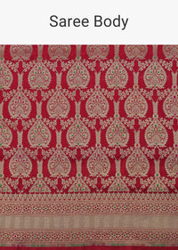 Red Handloom Banarasi Saree In Katan Silk With Meenakari Weave