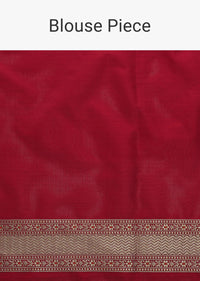 Red Handloom Banarasi Saree In Katan Silk With Meenakari Weave