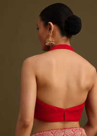 Red Khaddi Georgette Zari Weave Saree With Unstitched Blouse