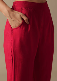 Red co ord set In Chanderi