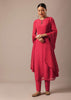 Red Kurta Set With Hand Embroidery And Organza Dupatta