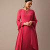 Red Kurta Set With Hand Embroidery And Organza Dupatta
