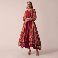 Red Kurta Set With Tassel Dupatta